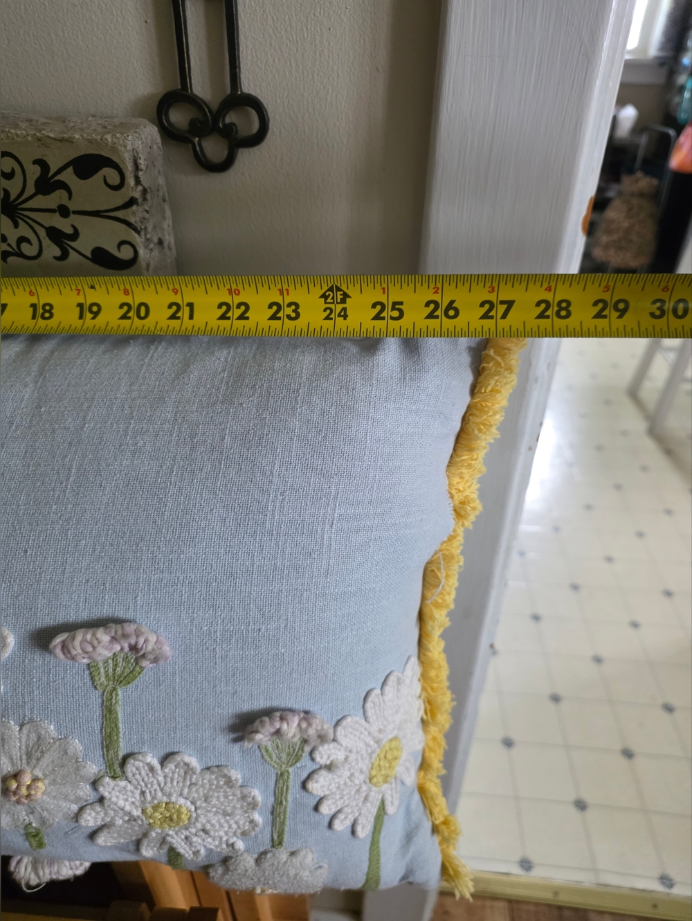T.J.Maxx Light Blue Floral Embroidered Decorative Pillow - Picture 12 of 14